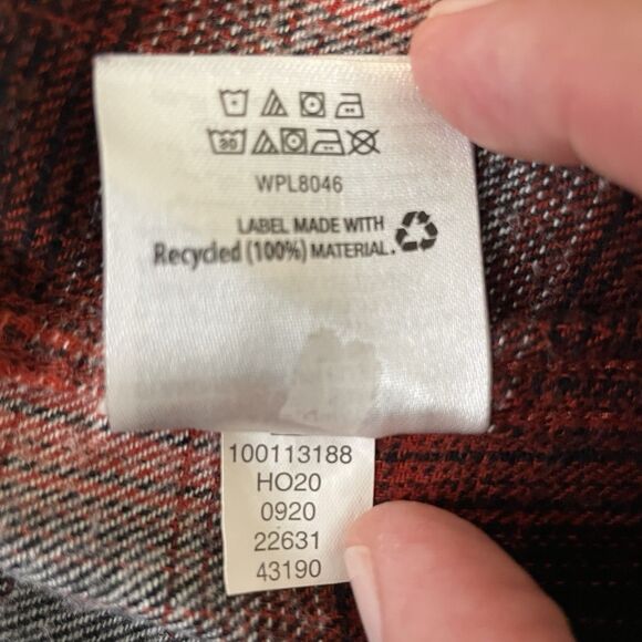 Sun + Stone Men’s  Flannel Button Down Tattersall Shirt Plaid Red Black- XXL - Picture 13 of 14